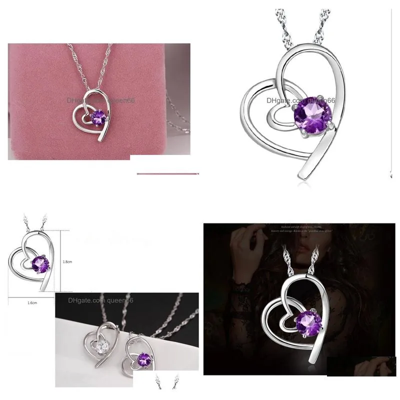 Pendant Necklaces Wholesale 925 Sterling Sier Plated Heart Shaped Zircon Necklace Fashion Valentines Day Gift Jewelry Drop Delivery Pe Dhpmg