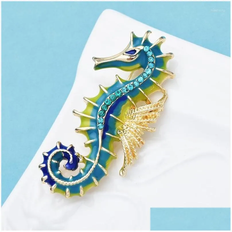 Pins, Brooches Wi Baby Enamel Seahorse For Women Men Design Hippocampus Animal Party Office Brooch Pin Drop Delivery Jewelry Dhzga