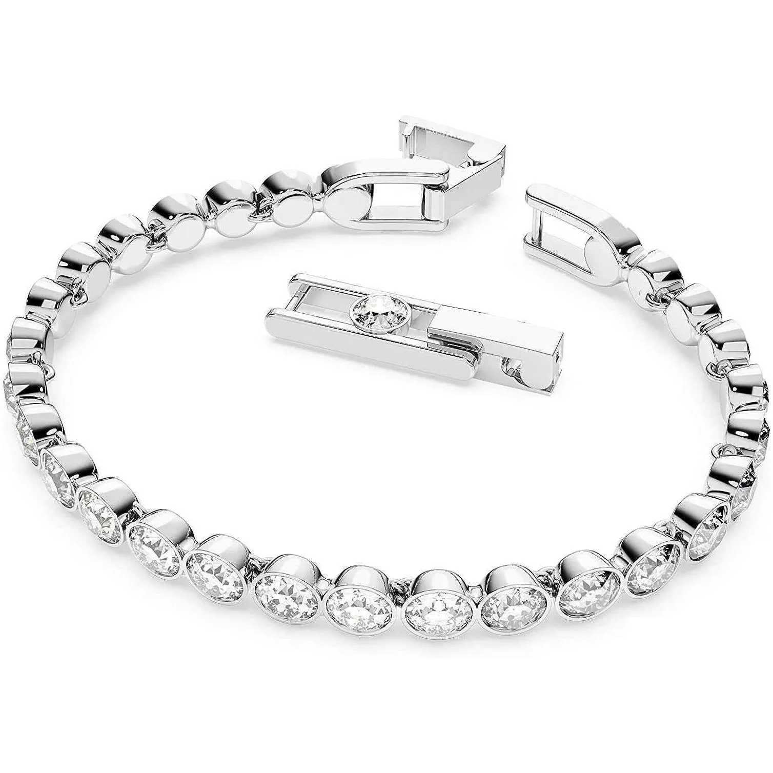 Swarovski Tennis Bracelet and Earring Jewelry Collection Rhodium Finish Clear Crystals