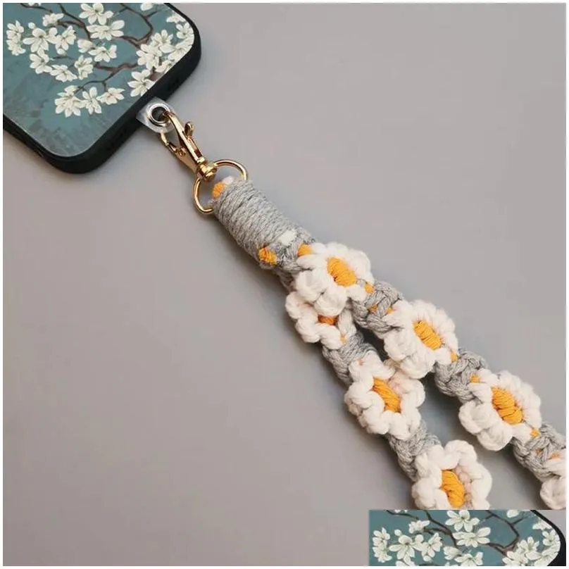 Long Diagonal Rope Anti Loss Small Mobile Phone Hanging Rope Daisy Flower Hanging Chain Universal Phone Case Hanging Rope Party Favor