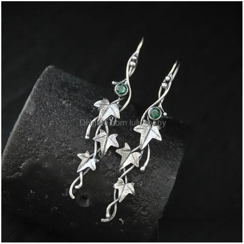 dangle earrings vintage ivy elven for women silver color leaf long earring fashion halloween cosplay accessories wholesale drop