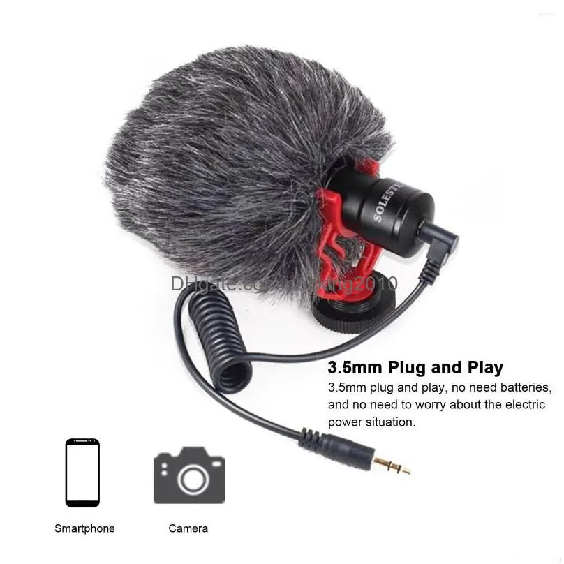 Microphones Soleste Mz1 Condenser Cardioid Microphone Recording Mic 3.5Mm Plug-And-Play W/ Mount Wind Sn For Smartphone Drop Delivery Dhh5Q