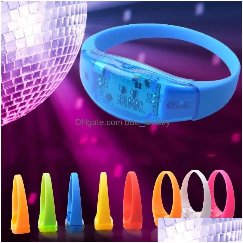 led toys sound-activated luminous bracelet vibration sensor silicone wrist strap cheering props bar festival supplies