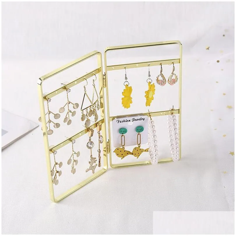 Jewelry Boxes Metal Gold 3Doors S/M/L Earrings Ring Necklace Watch Shelf Stand Counter Pendant Display Drop Delivery Dhufw