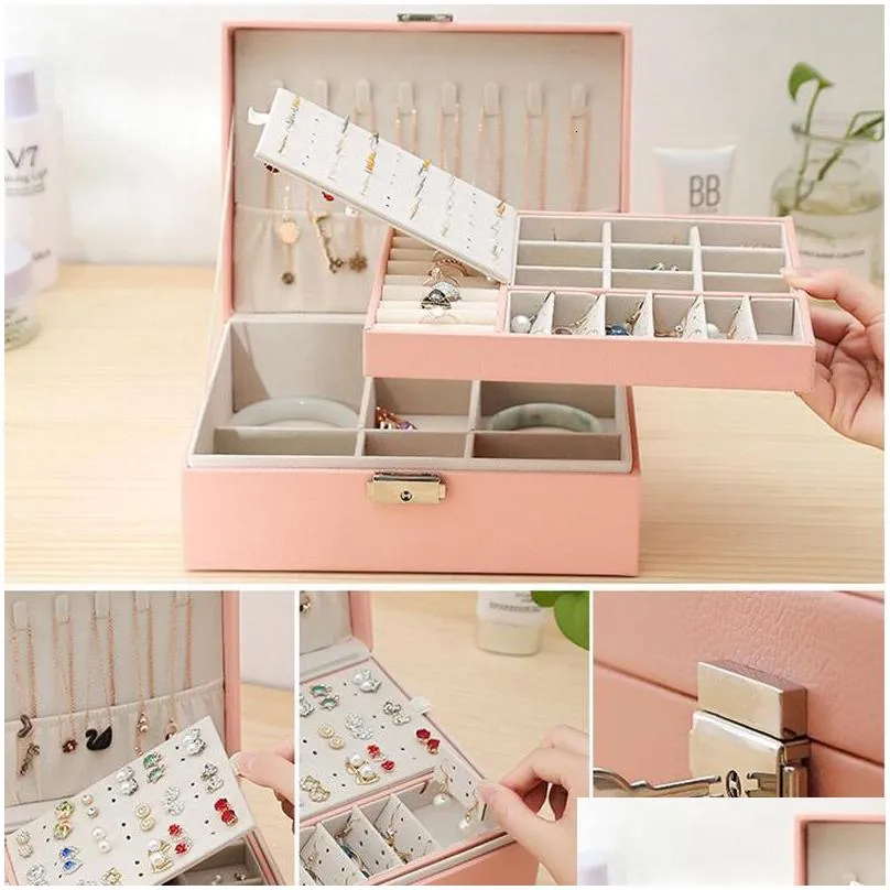 Jewelry Boxes Double-Layer Veet Box European Storage Large Space Holder Gift 230505 Drop Delivery Dhx07
