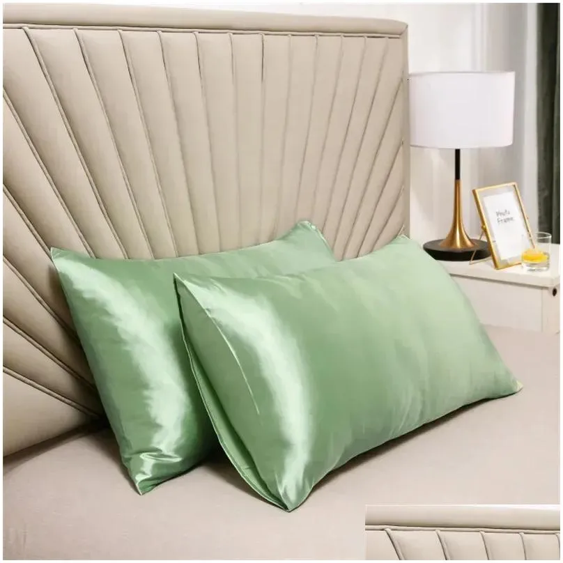 2pcs Silk Pillowcase Childrens Winter Antistatic Soft Pillow Protective Case Home Solid Color Antidirty Bedding 240325