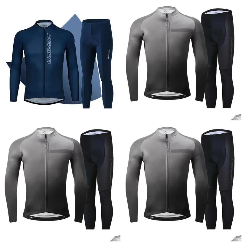 Sets Long sleeved (fleece) cycling suit autumn and winter mountain biking suit winter cycling pants