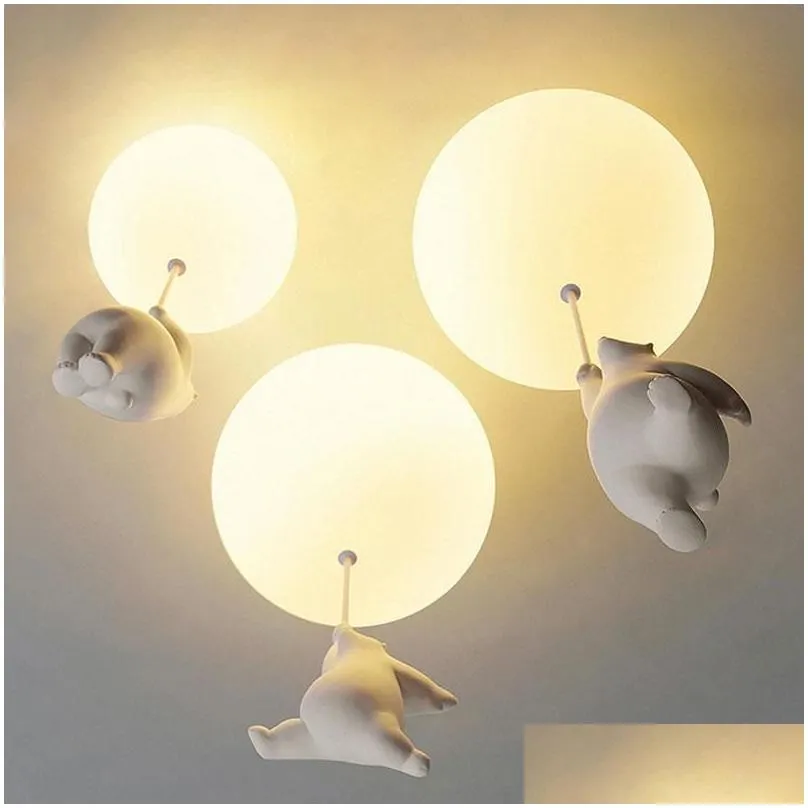 Ceiling Lights Modern Balloon Bear Cartoon Lamps Kids Rooms Bedroom Lamp Living Room Home Decor Hanging Light Fixtures Drop Delivery Dhcbu