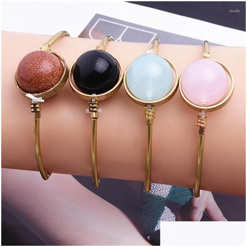 Bangle 2022 Retro Selling Crystal Stone Bead Bracelet Cute Ball Cuff Bangles For Women Girl Jewelry Gifts Accessories Wholesale