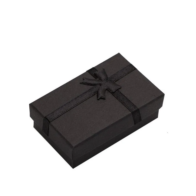 Jewelry Boxes 32Pcs Box 8X5Cm Black Necklace For Ring Gift Paper Jewellery Packaging Bracelet Earring Display With Sponge Drop Delive Dhpcc