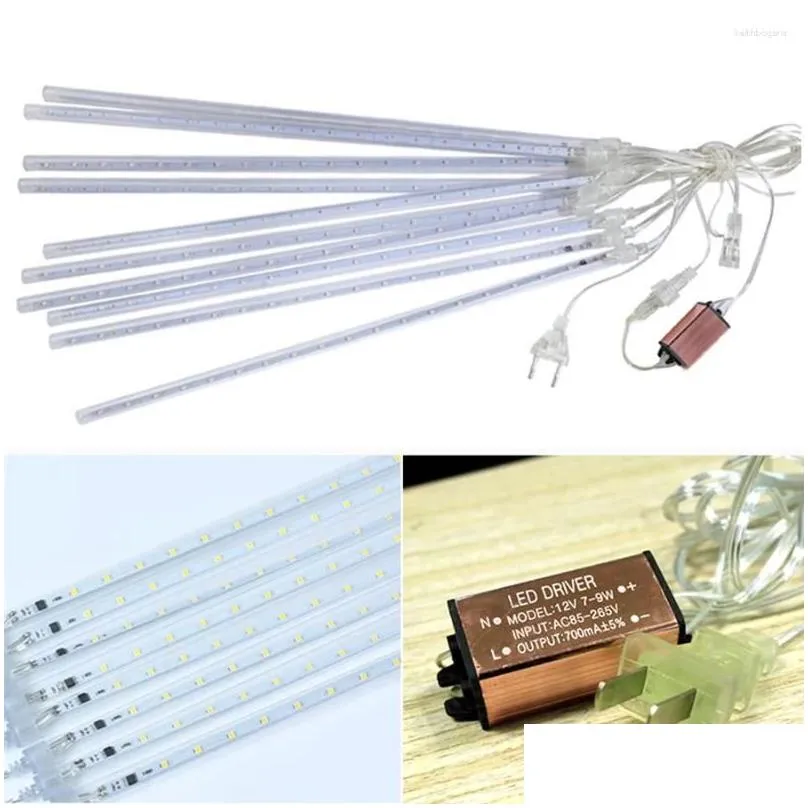 Led Strings Thrisdar Meteor Shower Rain Lights Falling Light Waterproof Xmas Icicle Fairy String For Christmas Holiday Drop Delivery L Dhr6U