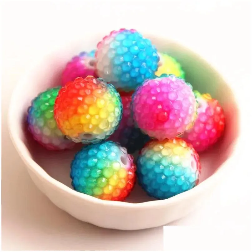 Crystal Beads Kwoi Vita 20Mm 100Pcs Chunky Colorf Rainbow Resin Rhinestone Ball For Kids Jewelry Drop Delivery Loose Dhuut