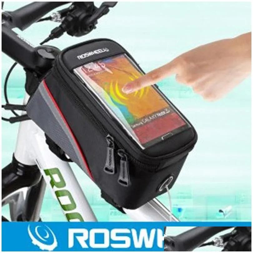 Roswheel 42quot 48quot 55quot Inch Waterproof Black Cycling Bike Bicycle Front Phone Bag Case Holder Zip Pouch for iPhone4376386
