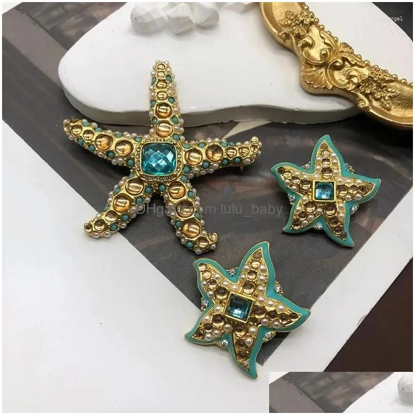 stud earrings starfish earring brooch