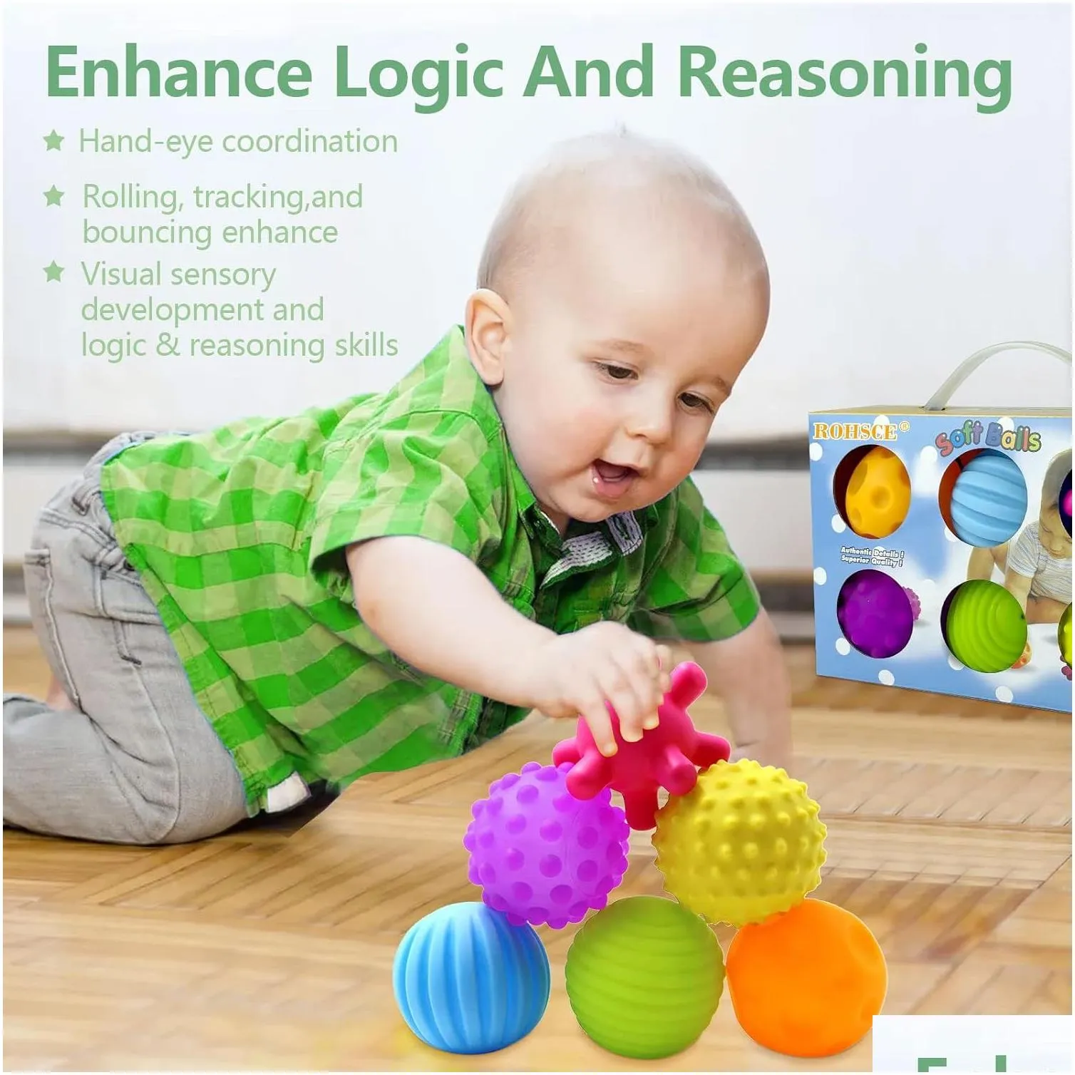 Other Toys Sensory Balls For Baby 6 To 12 Months Toddlers 1-3 Bright Color Textured Mti Soft Ball Gift Sets Montessori Babies 6-12 Inf Ot0Ro