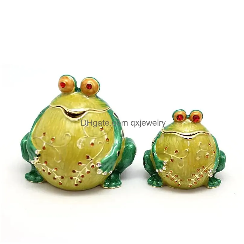 Belly Chains Shinnygifts Home Decor Gifts Cute Frog Jewelry Box With Czech Crystals Metal Trinket Drop Delivery Body Dhs1Q