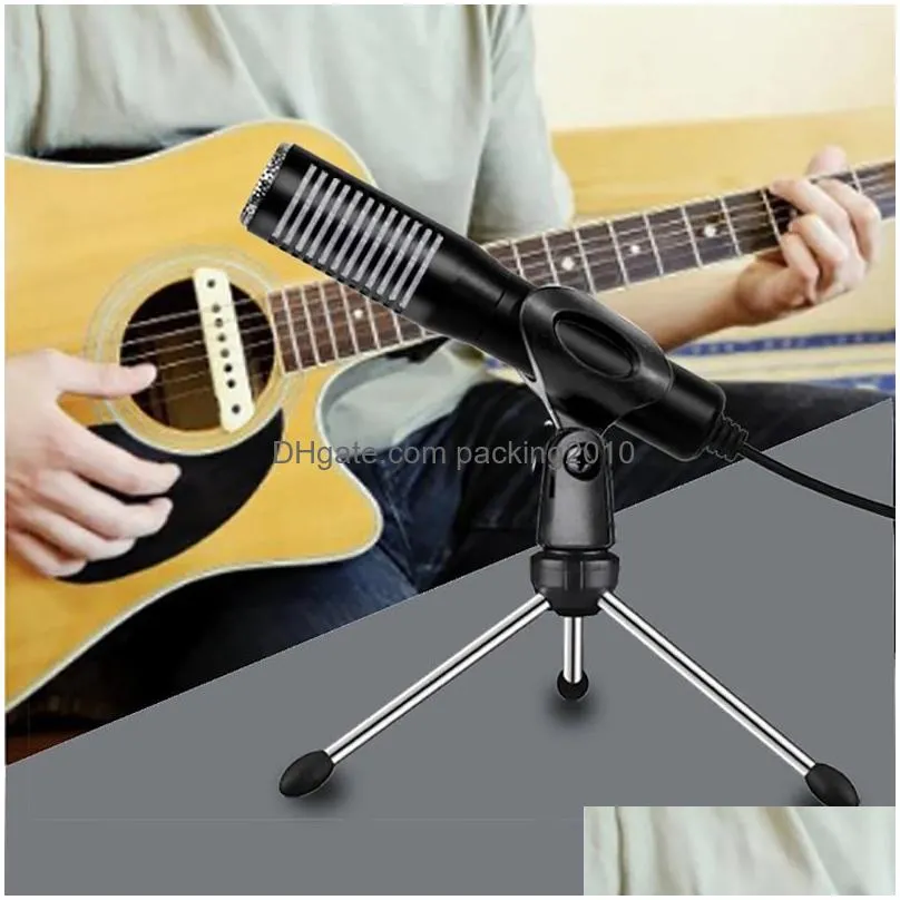 Microphones Gam-U03 2024Professional Condenser Microphone Kit Recording With Tripod Stand For Computer Live Gaming Studio Drop Delive Dhxvg