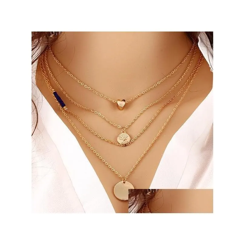 necklaces pendant gold layered long stone charms necklace collier plastron beautifully set statement necklace