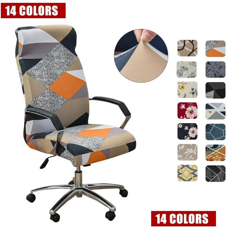 Chair Covers Stretch Computer Er With Arms Floral Printed Office Rotating Sliper Desk Armchair Seat Anti-Dirty 240313 Drop Delivery Ho Otp7U