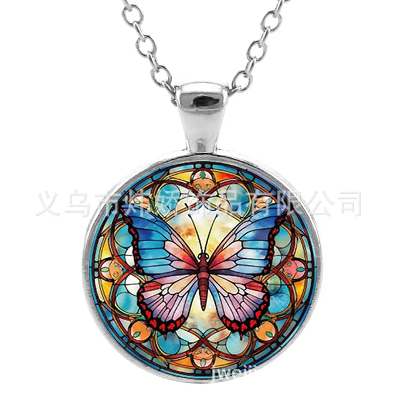 Pendant Necklaces Blue Purple Magic Butterfly Necklace Beautif Insect Flowers Glass Gem Long Chain Handmade Jewelry Drop Delivery Pen Otcat