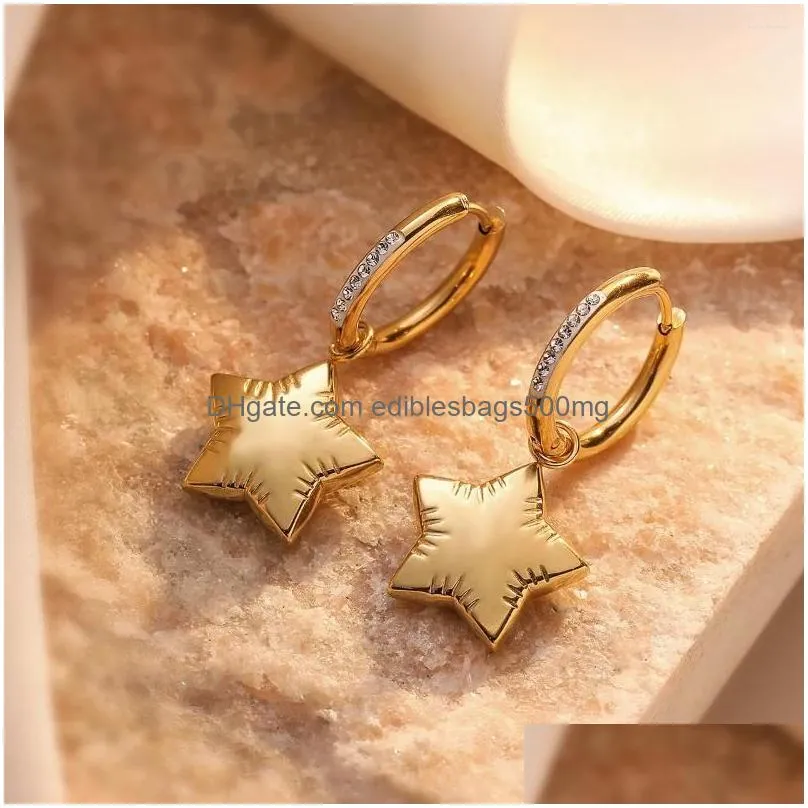 Dangle Chandelier Earrings Mafisar 316L Stainless Steel Gold Color Heart Shape Drop For Women Trendy Zircon Non-Fading Ear Jewelry Dhnib