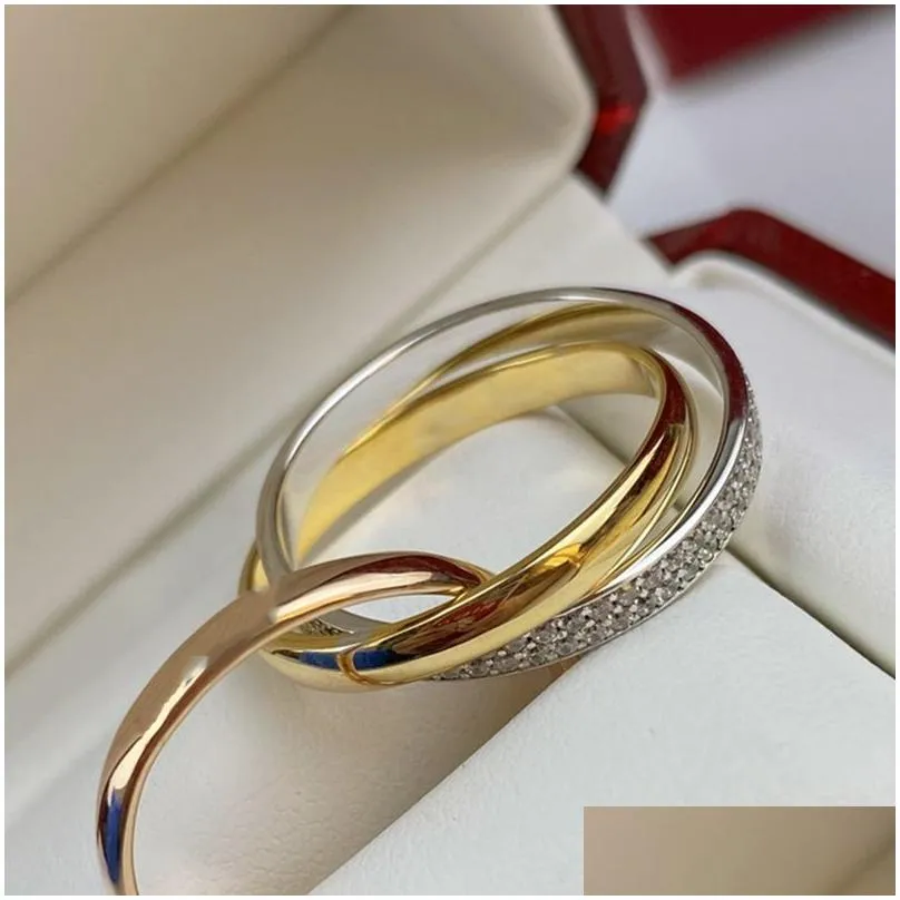 trinity ring charms for woman designer Couple Size 678 for man diamond Tricyclic crossover T0P quality Gold plated 18K official reproductions anniversary gift