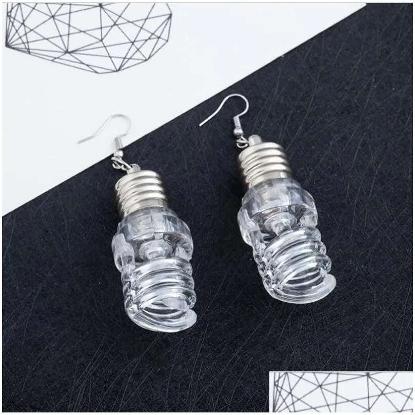 Dangle & Chandelier Korean Harajuku Personality Funny Nightclub Colorful Light Bulb Earrings Female 1 Pair13009