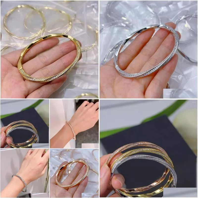 Bangle Trendy Shiny Zircon Spiral Simple Geometric Oval Bracelets Women Accessories Charming Twisted Pattern Jewelry