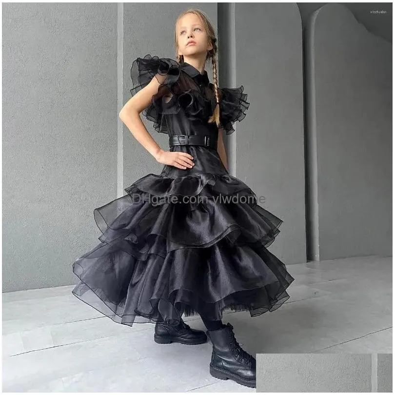 Girl`S Dresses Girl Cap Sleeves American Comedy Pageant Dress Little Girls Floor Length Organza Puffy Gown For Birthday Ceremony Drop Dhepl