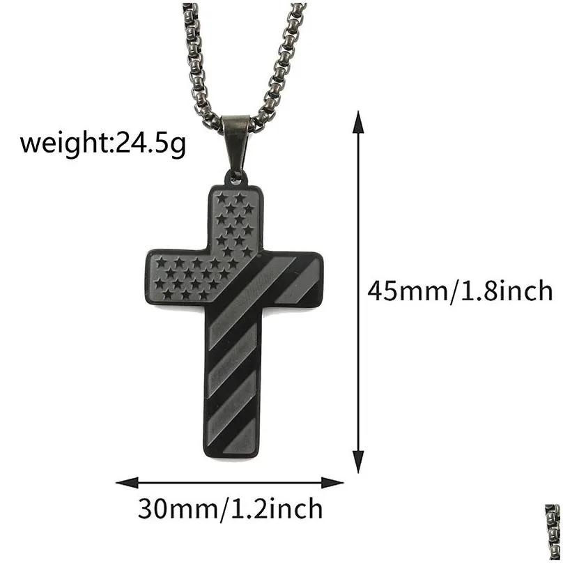 Party Favor American Flag Cross Pendant Necklace Mens Stainless Steel 8 Drop Delivery Home Garden Festive Supplies Event Dh5Xc