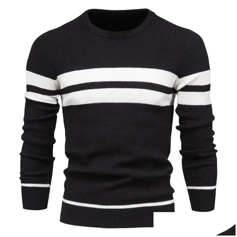 Autumn Pullover Mens Sweater Oneck Patchwork Long Sleeve Warm Slim Sweaters Men Casual Fashion Sweater Men Clothing 201221