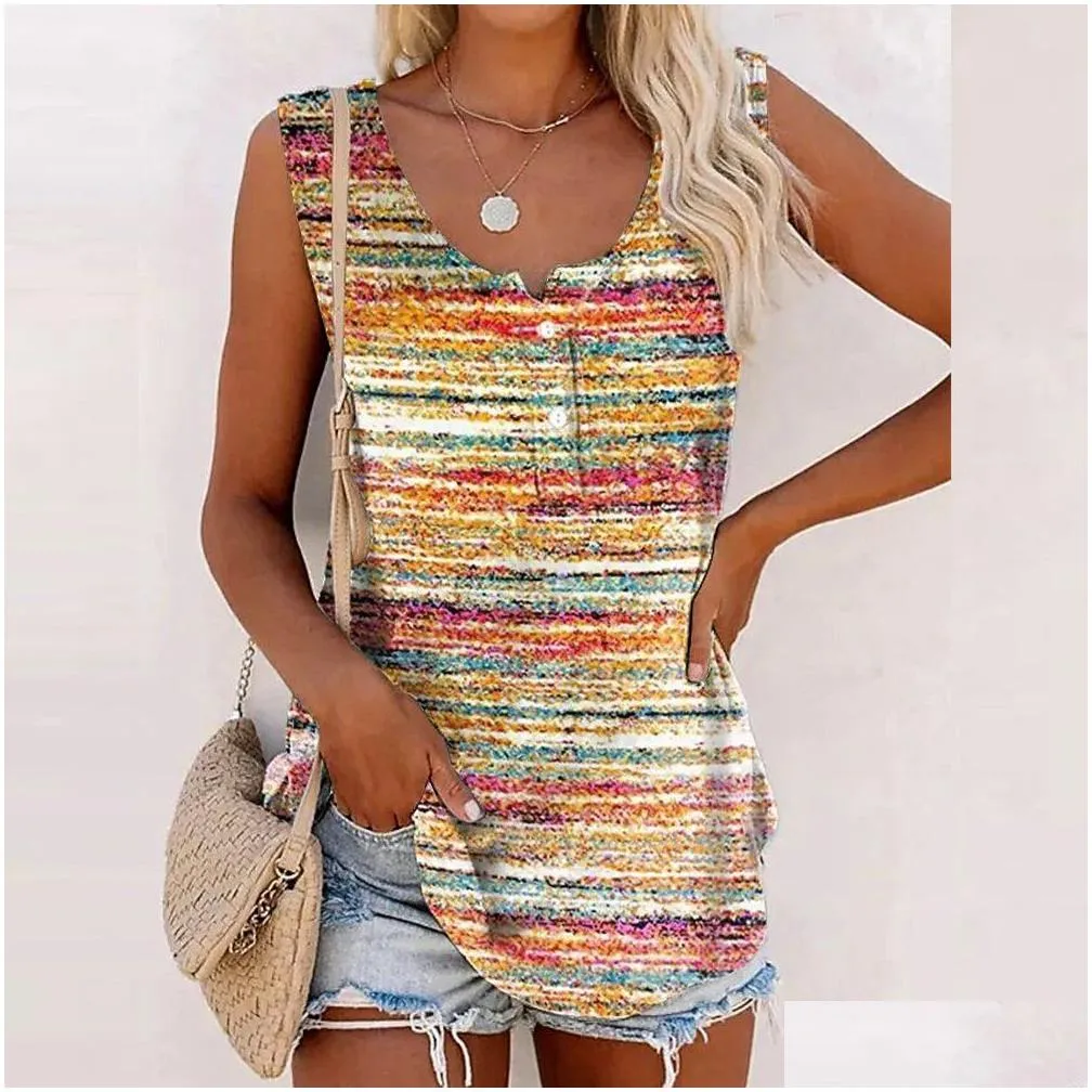 women Sleevel Printed Vest Tank Tops Ladies Summer Casual Loose T-Shirt Daily Clothing For Female Plus Size Oversized 2023 q3SI#