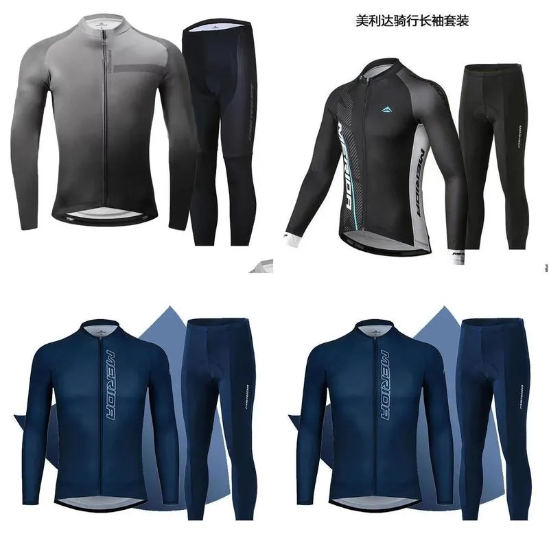 Sets Long sleeved (fleece) cycling suit autumn and winter mountain biking suit winter cycling pants