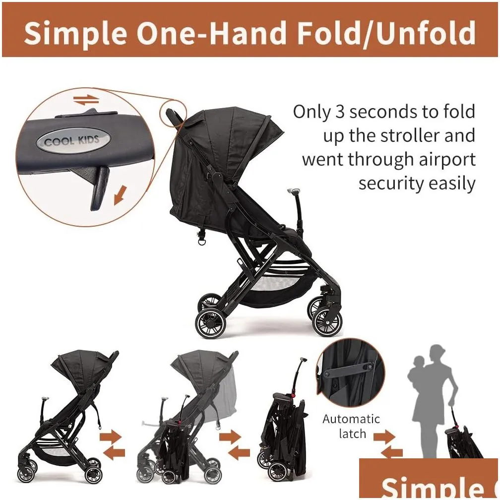 Strollers# Compact Umbrella Stroller For Airplane One-Hand Folding Baby Newborn Infant W/Adjustable Backrest/ Drop Delivery Baby, Kids Otmzj