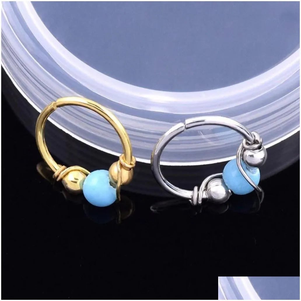 nose rings studs fashion women beads earring lip nose ring nostril hoop body piercing jewelry