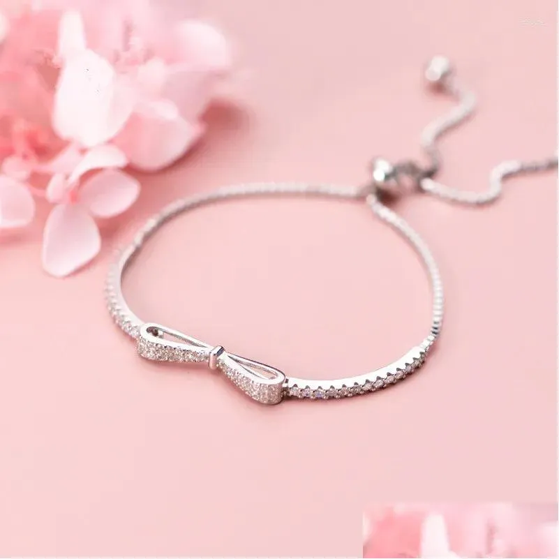 Charm Bracelets Zircon Bowknot Bracelet&Bangle For Women Girls Elegant Party Wedding Jewelry Gift Sl105