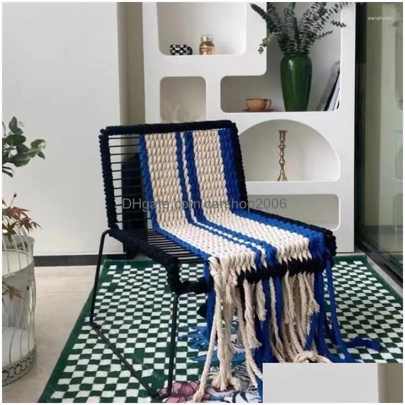 Bedroom Furniture Modern Nordic Ins Woven Sofa Garden Chair For Lazy Days In The Sun - Perfect Balcony Patio Or Lawn Relaxation Iron A Dhrd7