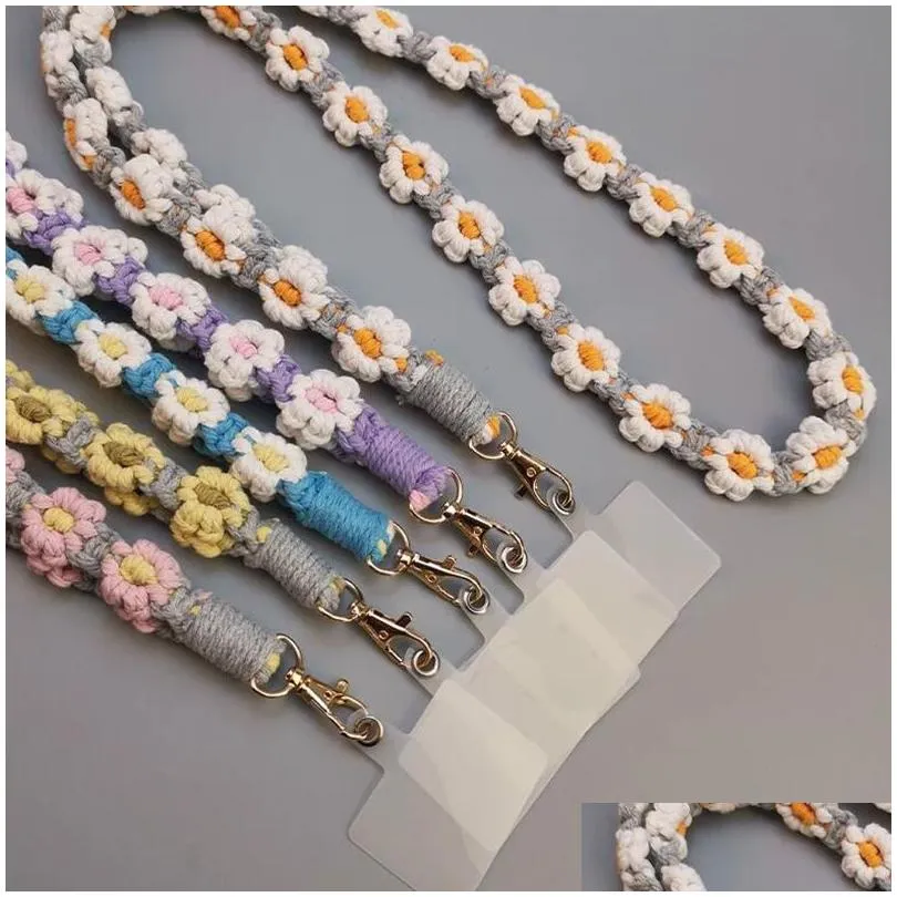 Long Diagonal Rope Anti Loss Small Mobile Phone Hanging Rope Daisy Flower Hanging Chain Universal Phone Case Hanging Rope Party Favor
