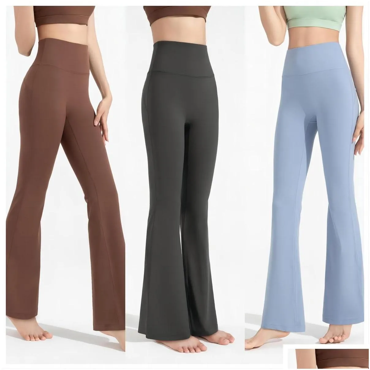 LLAthena Anti-bacterial Yoga Flare pants Women`s Lycra high-waisted hip lift wide leg pants sports micro lift fitness pants shipped with