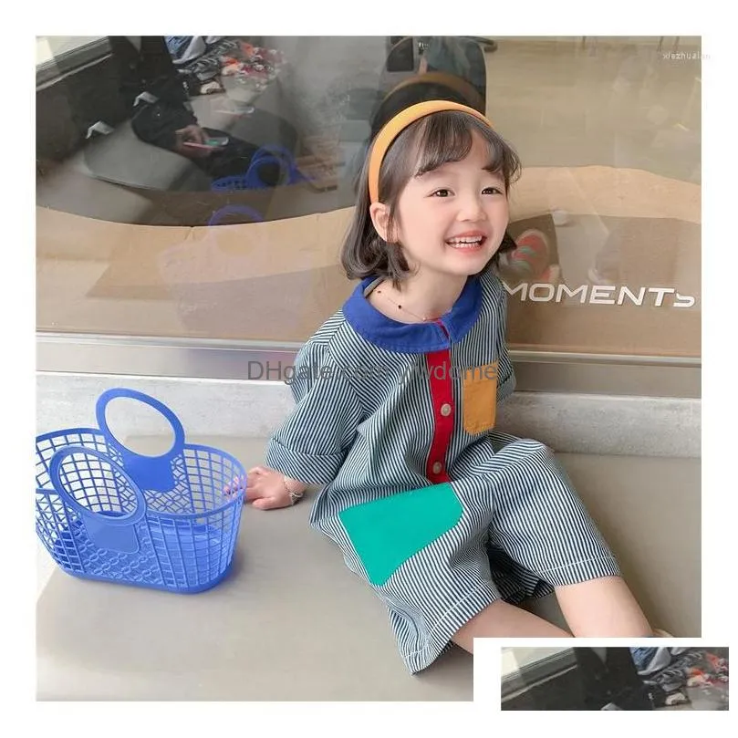 Girl`S Dresses Girl Autumn Winter Infant Dress Toddler Short Sleeve One-Piece Baby Slim Clothes Denim Jeans Overalls Drop Delivery Bab Dhfap