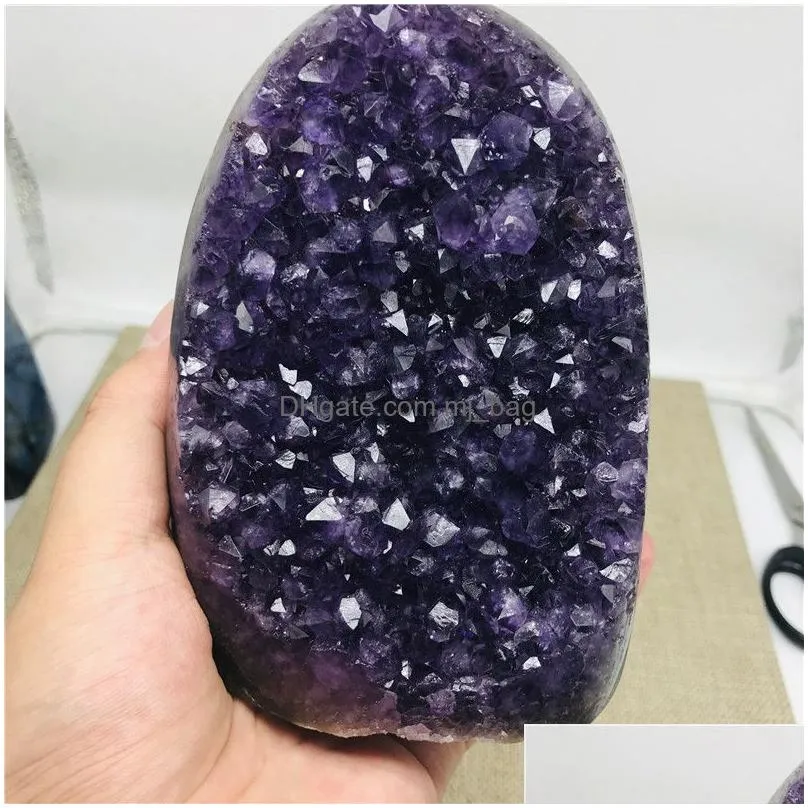 Arts And Crafts 3501200G Natural Amethyst Cluster Quartz Crystal Geode Specimen Healing T2001177375931 Drop Delivery Home Garden Arts, Dhwbm