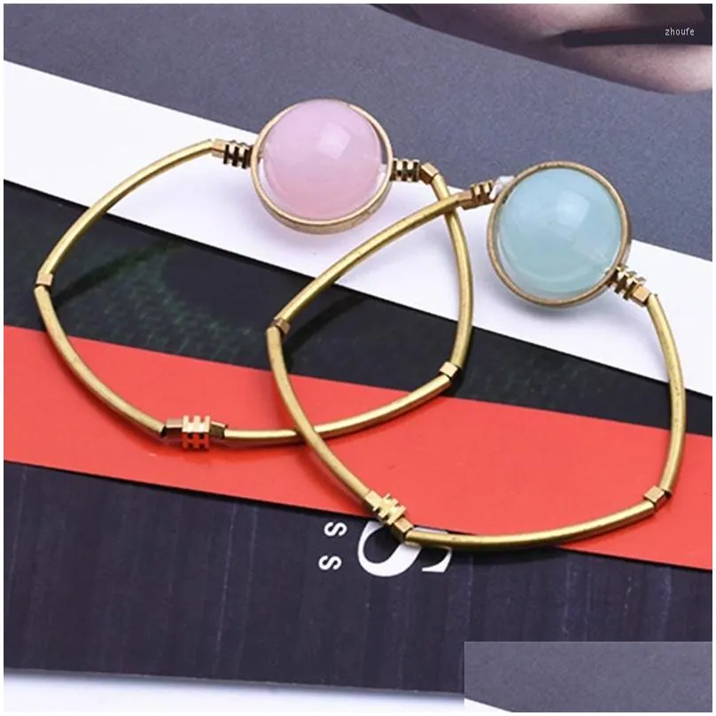 Bangle 2022 Retro Selling Crystal Stone Bead Bracelet Cute Ball Cuff Bangles For Women Girl Jewelry Gifts Accessories Wholesale