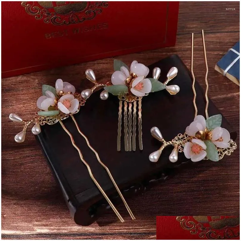 Hair Accessories Headdress Flower Comb Ancient Style Hairpin Hanfu Sticks Set Headwear Chinese