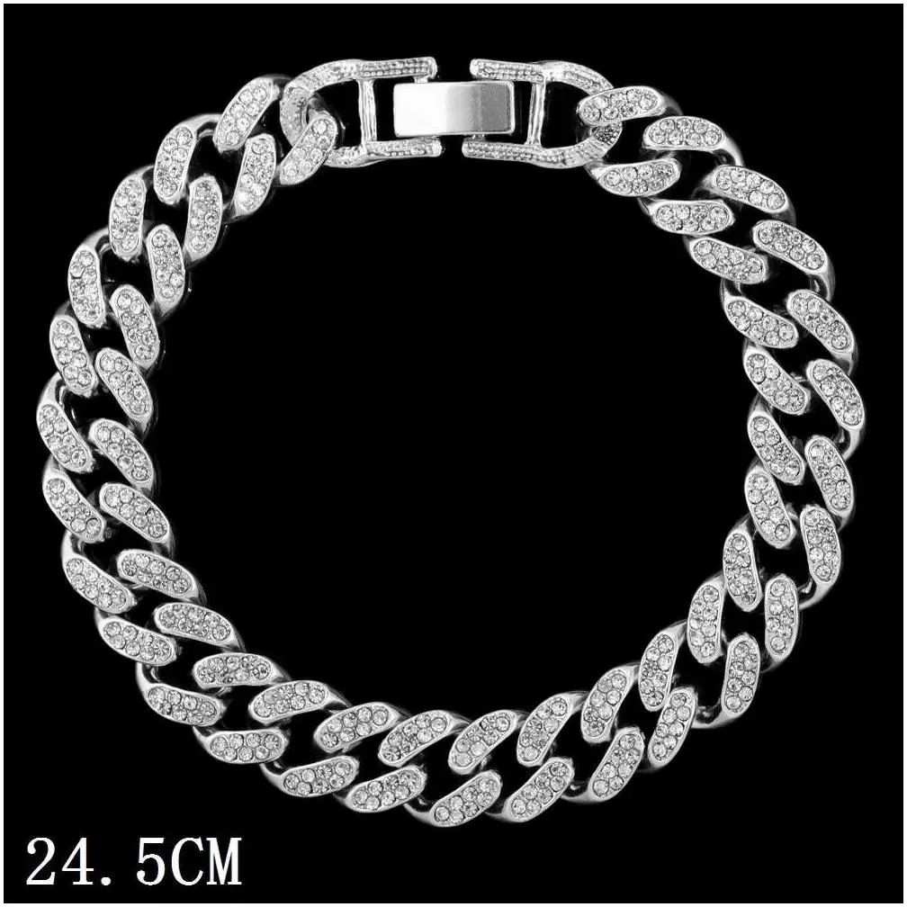 Anklets Flatfoosie Hip Hop Iced Out Chunky Cuban Chain For Women Rhinestone Link Ankle Bracelet Beach Jewelry Drop Delivery Dhckg