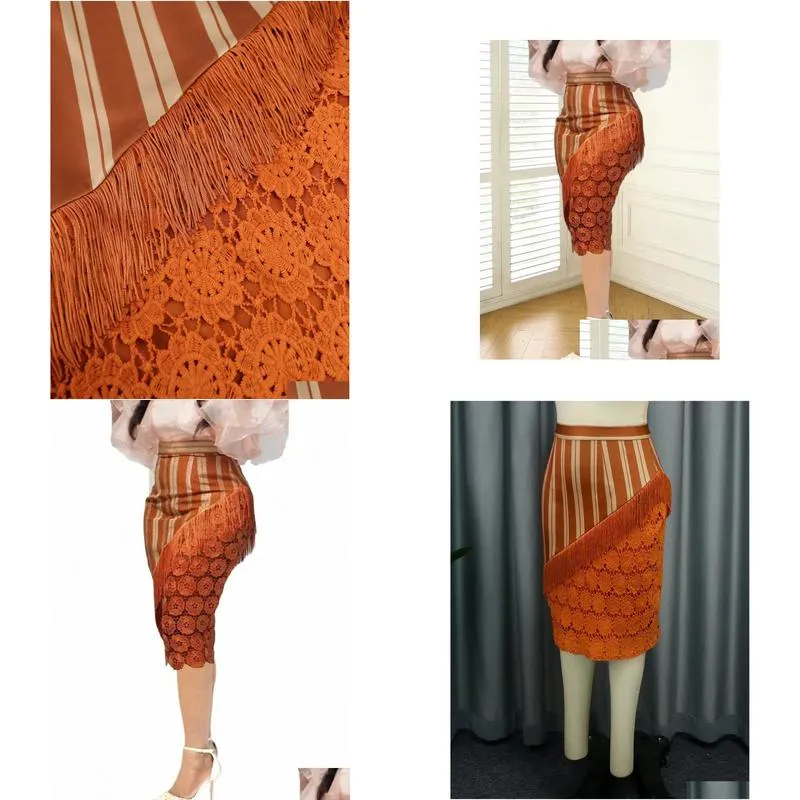 elegant Skirts For Women High Waist Pencil Vintage Printed Tassels Skirt Package Hip Patchwork Evening Prom Party Plus Size Jupe l8TH#