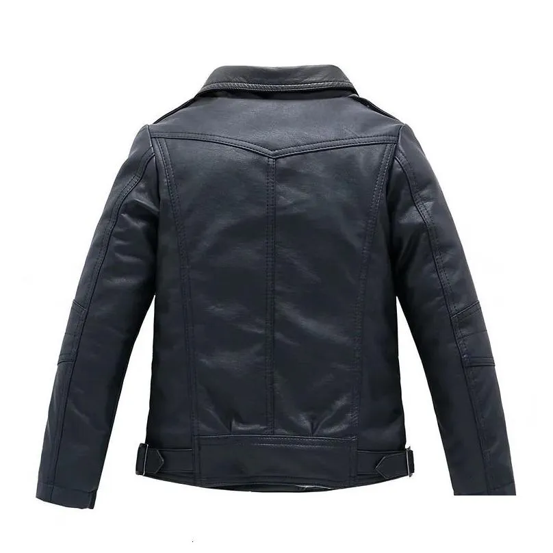 Brand Fashion Classic Girls Boys Black Motorcycle Leather Jackets Child Coat For Spring Autumn 2-14 Years 240329