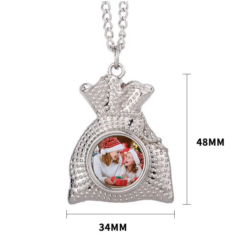 Pendant Necklaces Fashion Diy Christmas Bag Sublimation Blank Mens Necklace Sier Designer Jewelry Women Man Chain P O Frame For Woma Dhinm