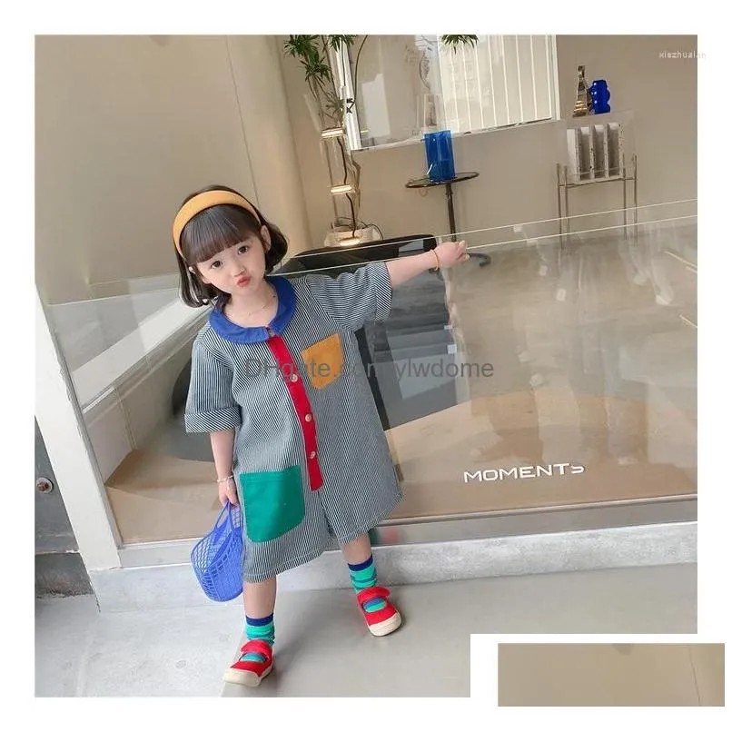 Girl`S Dresses Girl Autumn Winter Infant Dress Toddler Short Sleeve One-Piece Baby Slim Clothes Denim Jeans Overalls Drop Delivery Bab Dhfap