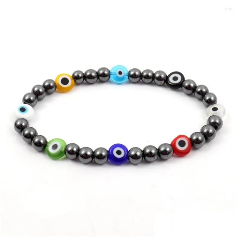 Charm Bracelets Colorful Devil`s Eye Bracelet Men 2023 Fashion Simple Width 6mm Matte Bead For Jewelry Gift Pulsera Hombre