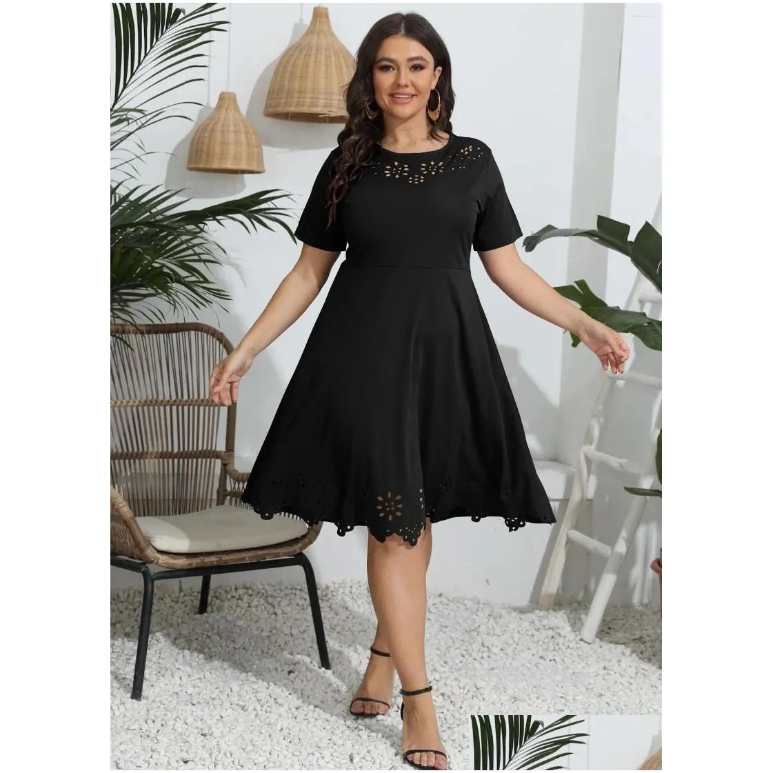 Plus Size Dresses Summer Elegant And Pretty Linen Dress For Female Casual Hollow Party On Offer Liquidation